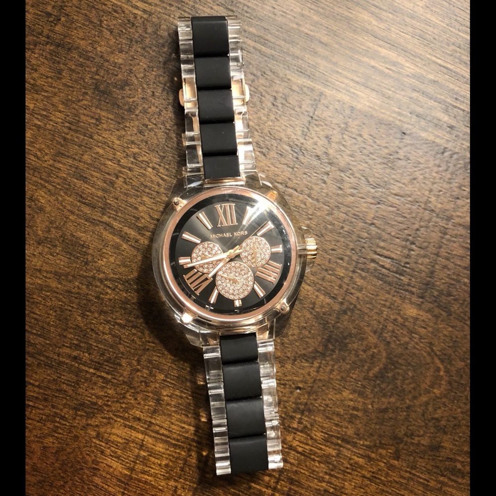 michael kors clear/black matte watch